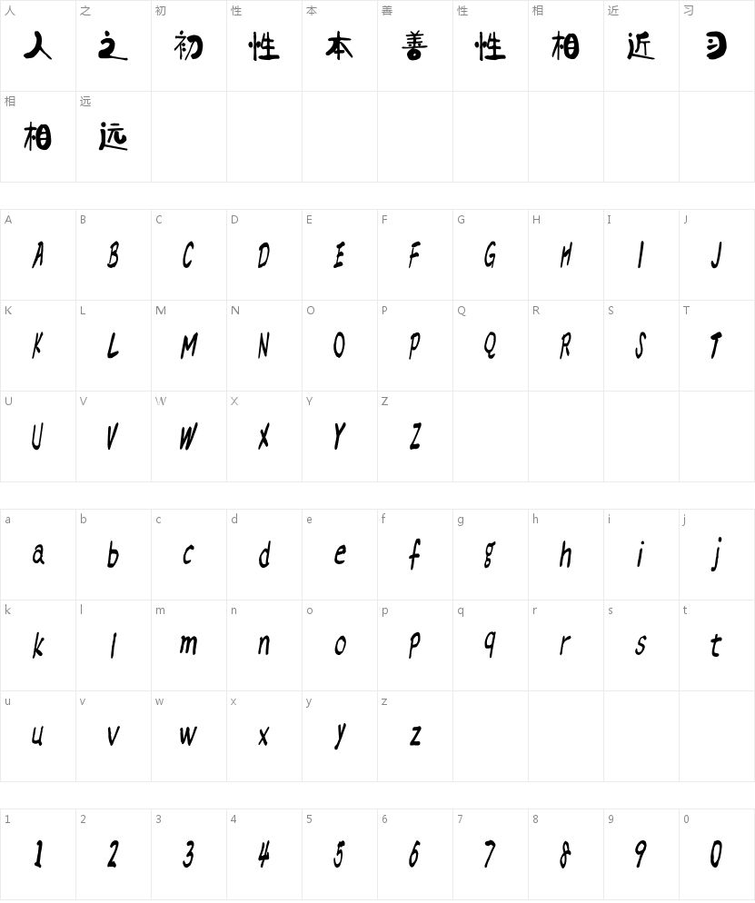 汉标燕赵体的字符映射图
