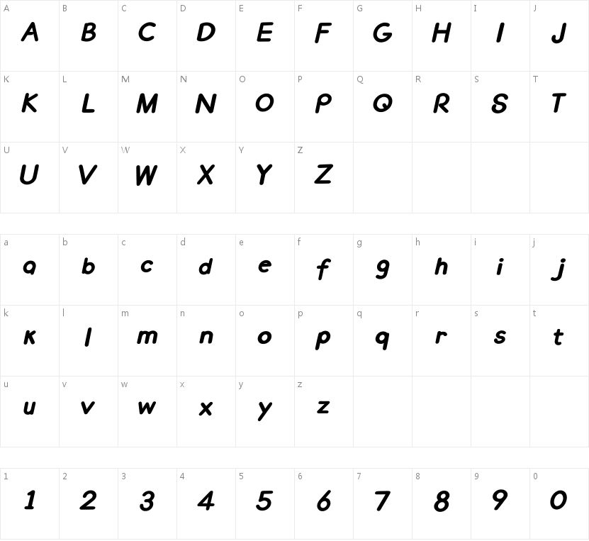 Yunmobei_enlogo-Bold-Italic的字符映射图