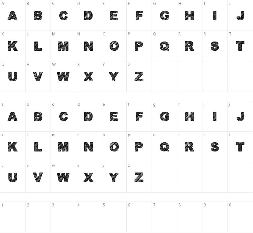 Batik Font 1的字符映射图