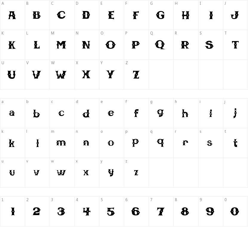 CBGB Font的字符映射图