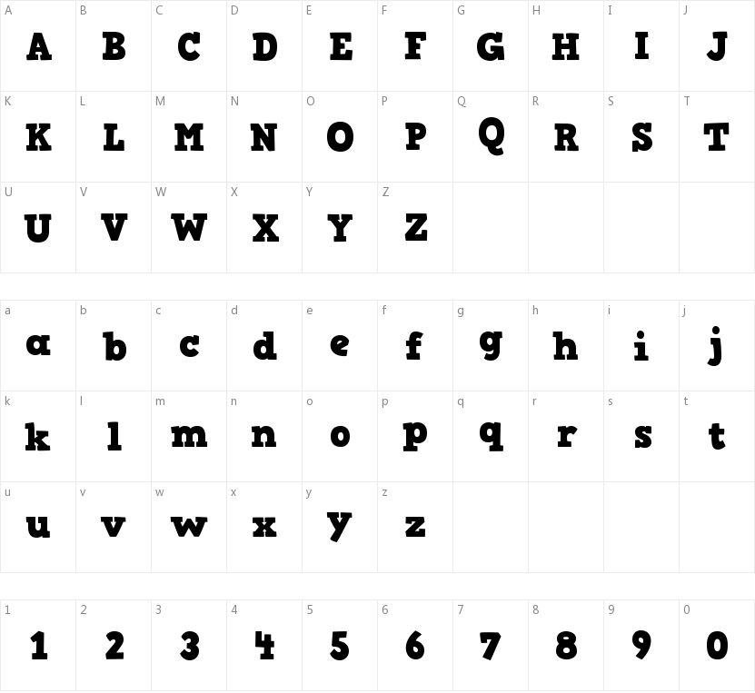 HVD Comic Serif的字符映射图