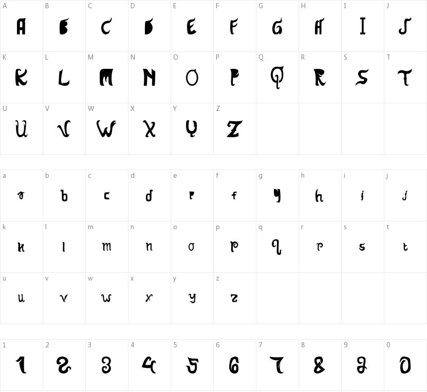 Hanatasya Sans的字符映射图
