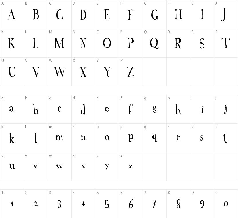 A Font with Serifs的字符映射图