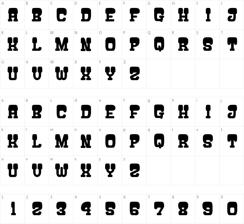 Atama Serif G的字符映射图