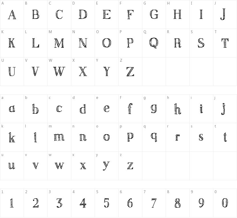 Sketch Serif的字符映射图