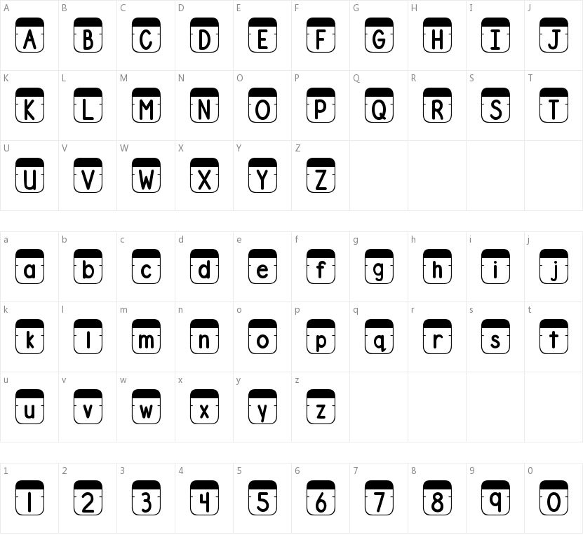 DJB File Folder Tabs的字符映射图