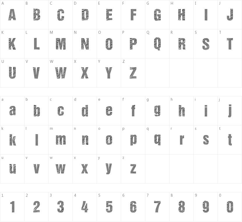 Zebretica的字符映射图