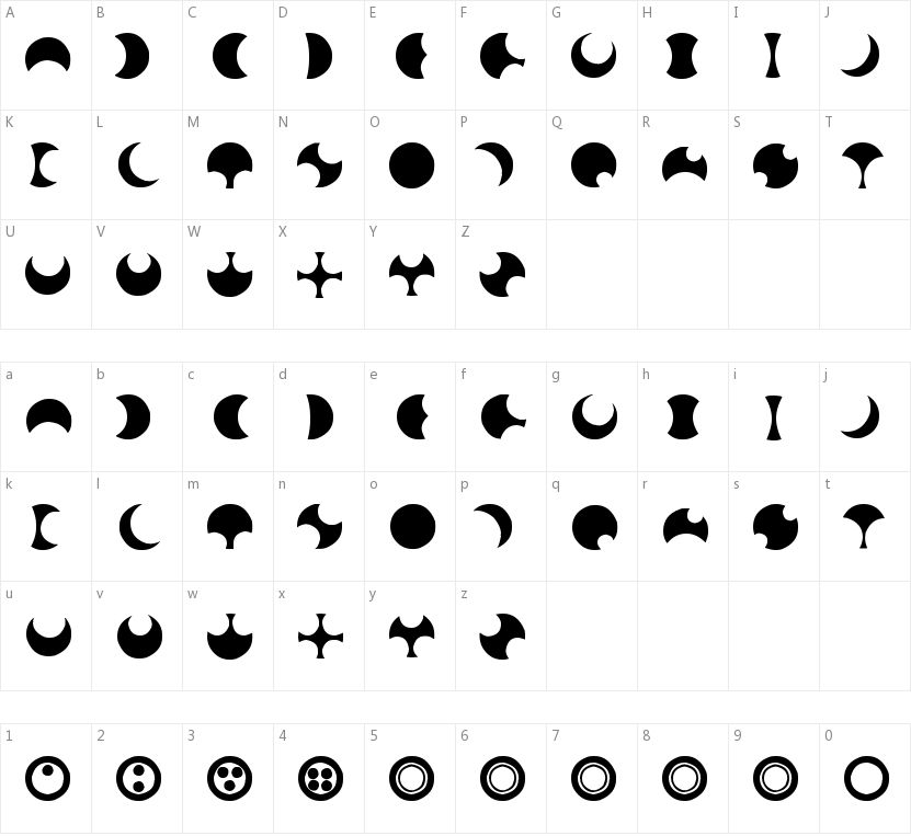 Moonogram的字符映射图