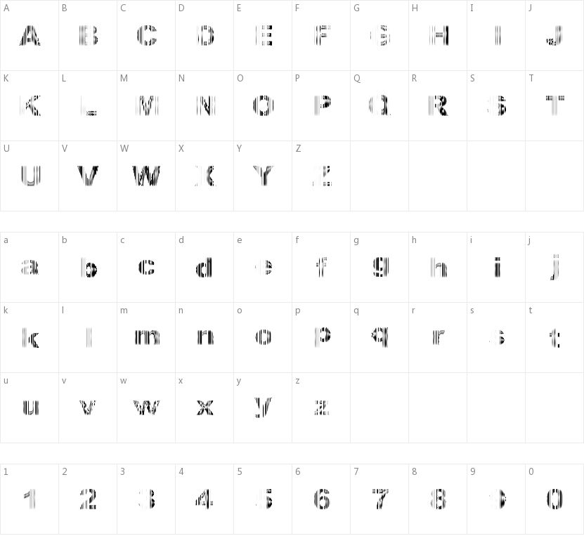 DCC Stripes的字符映射图