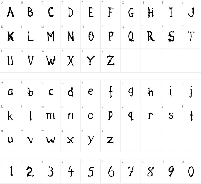 Haliwax的字符映射图