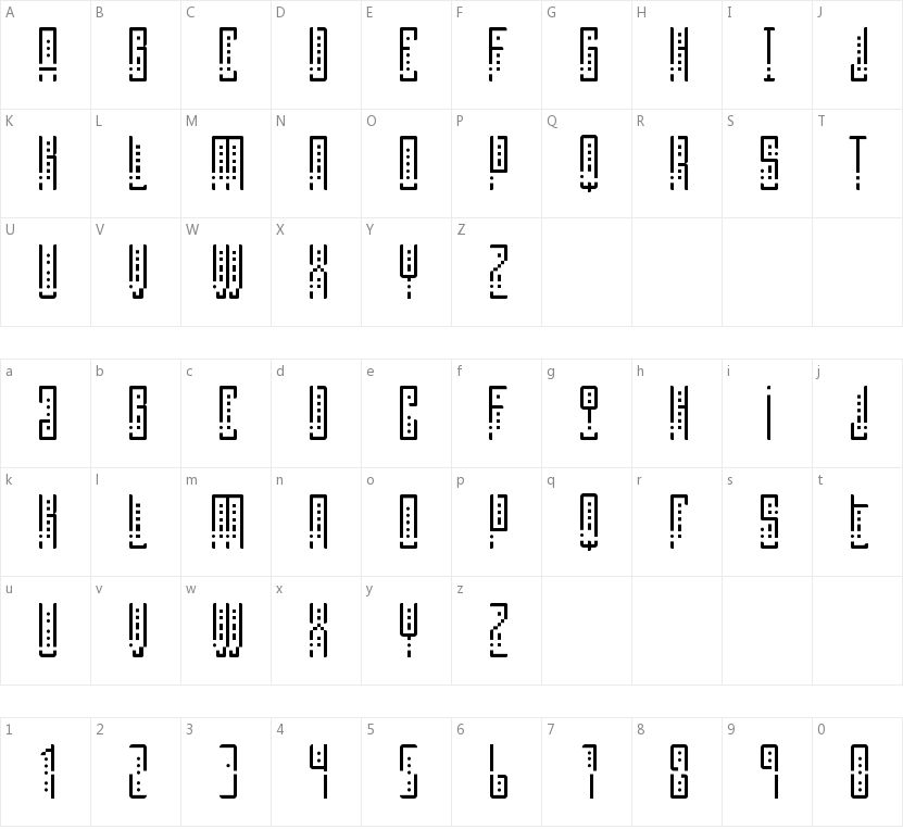 Selknam Unicase的字符映射图