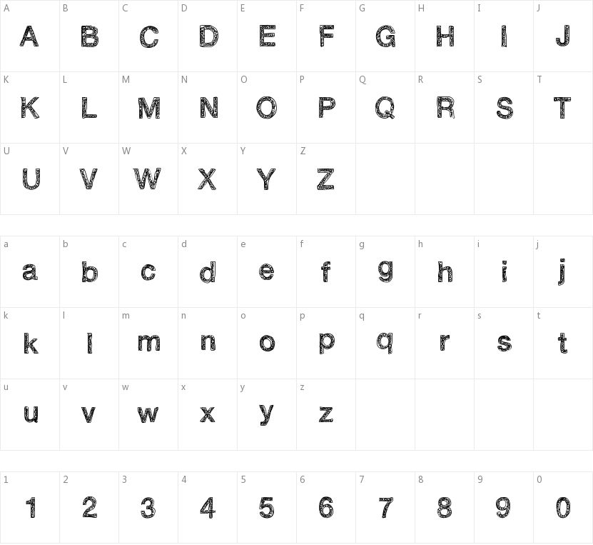 Swirlvetica的字符映射图