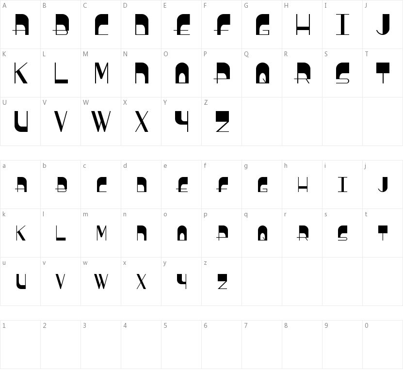 BoldyHead的字符映射图