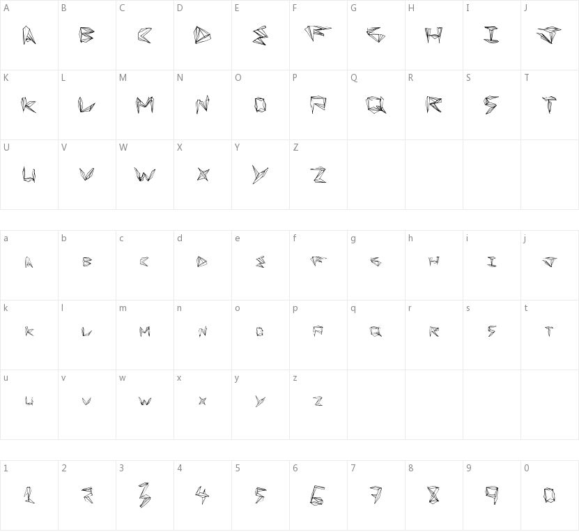 Fun Origami的字符映射图