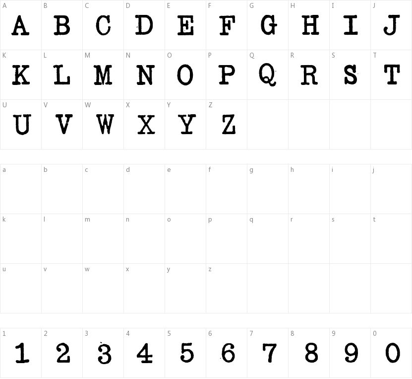 Senta Schreibmaschine的字符映射图
