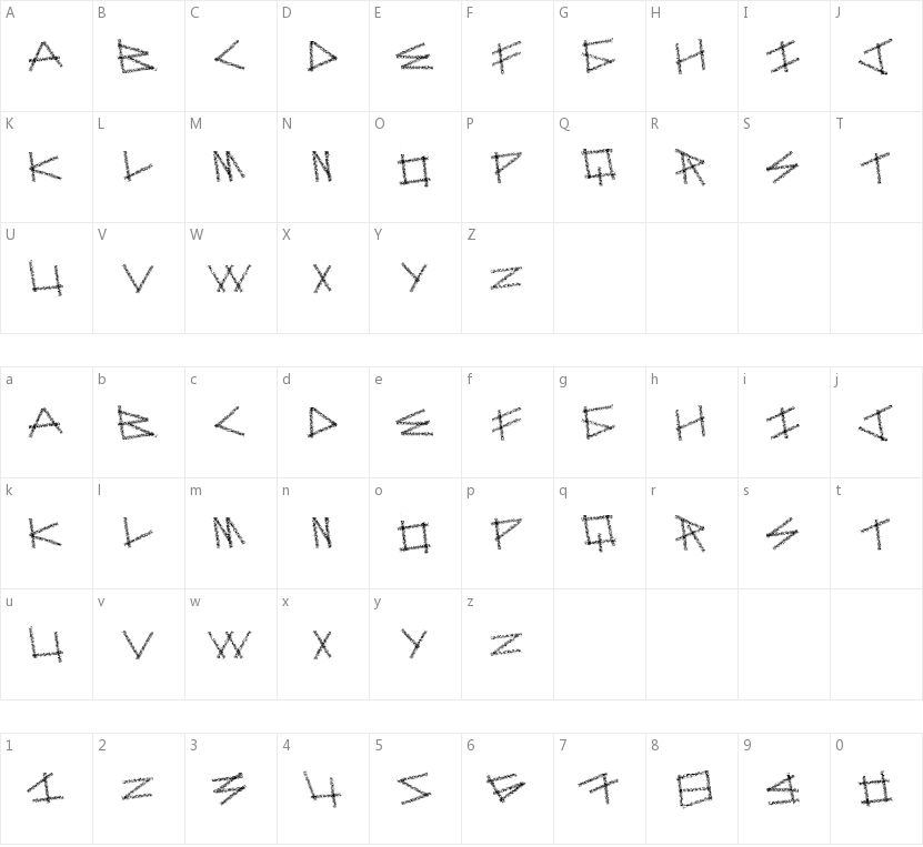 Dot Sticks的字符映射图