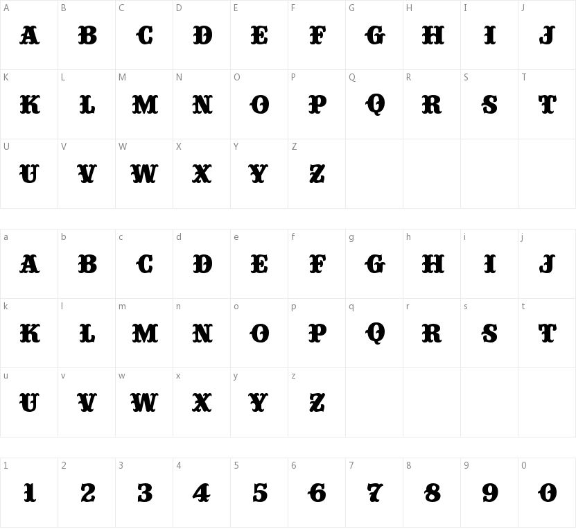 Big Top的字符映射图