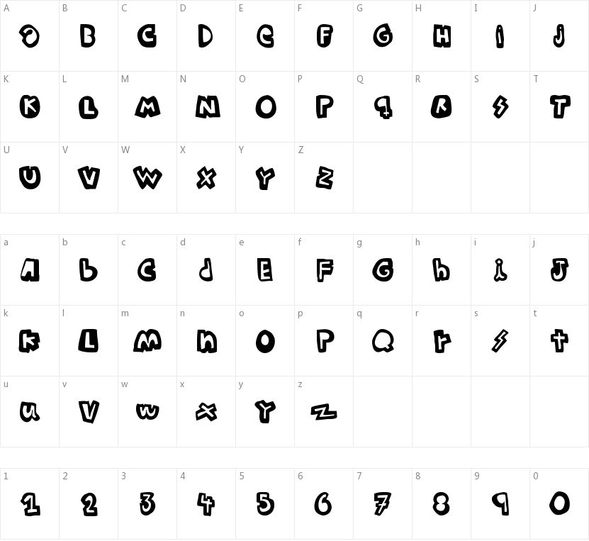 Woodcutter Summer Shadows的字符映射图