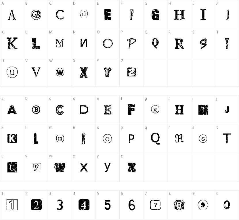 Distressed Ransom Note的字符映射图