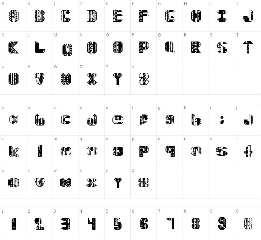 Delarmente的字符映射图