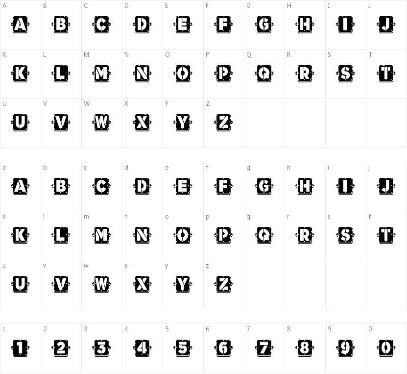 Waponi的字符映射图