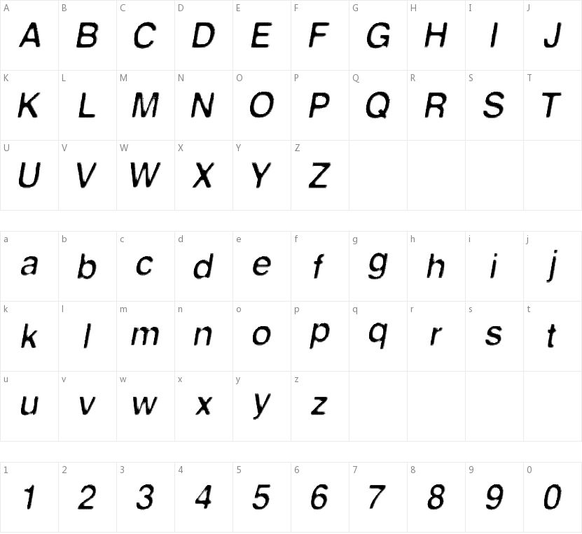 First Contact的字符映射图