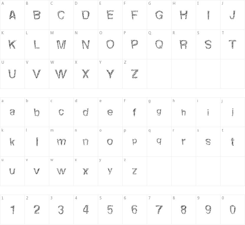 Woodcutter Fine Scketch的字符映射图