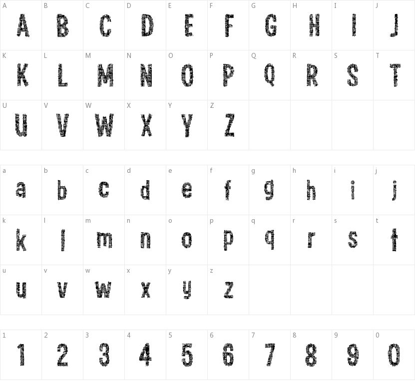 Woodcutter Cloth的字符映射图