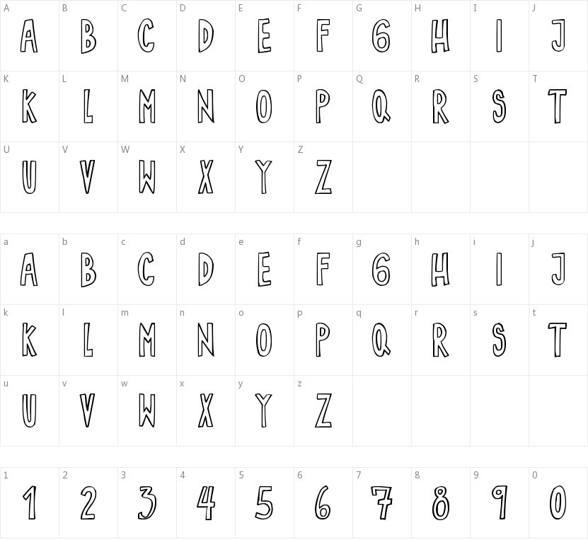 Sin Gracia的字符映射图