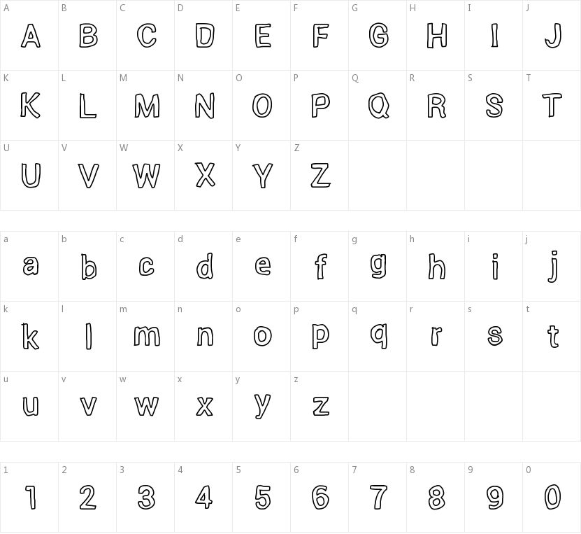 Outside inside outline的字符映射图