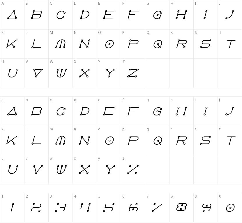 Anglo Celestial的字符映射图