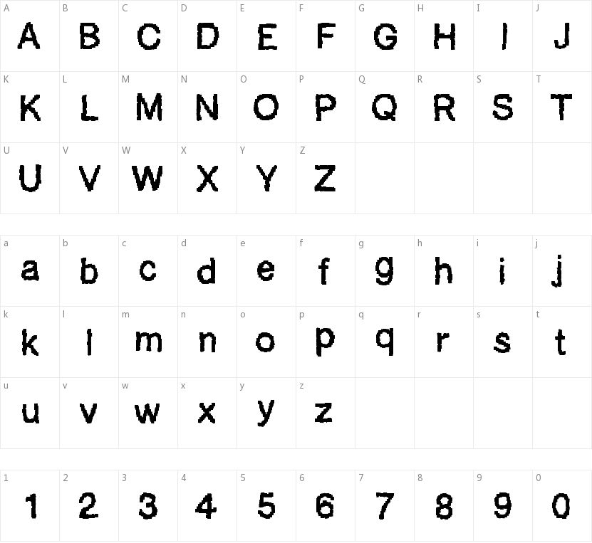 Ablocky Font的字符映射图