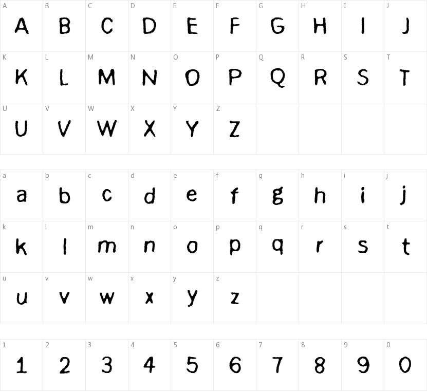 Digi Ziggy的字符映射图