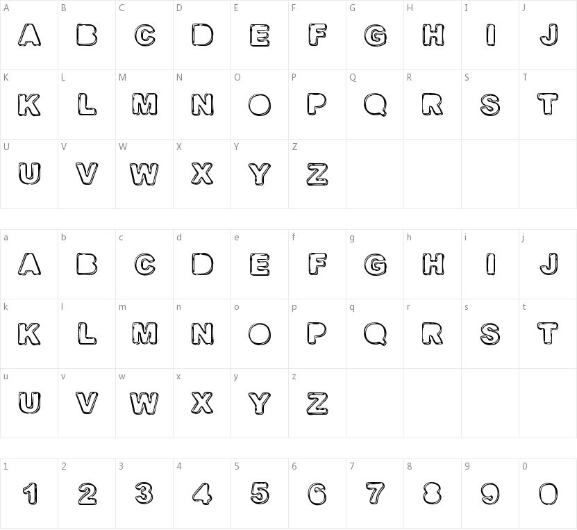 Fine Shadows的字符映射图