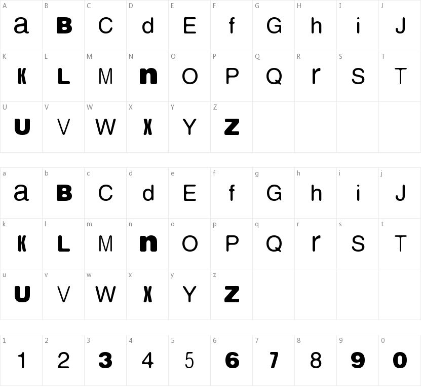 Nordica的字符映射图