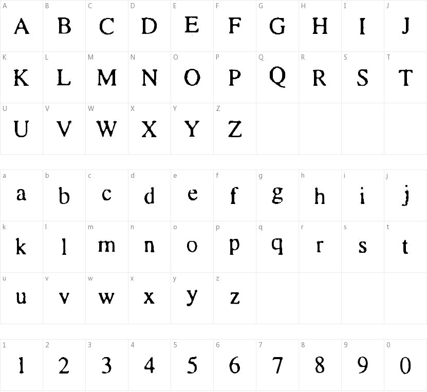 Times and Times again的字符映射图