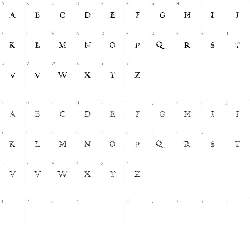 Vespasian Caps的字符映射图