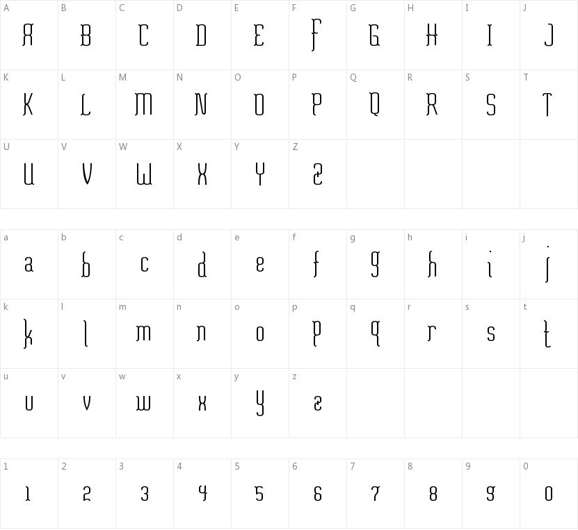 Misfortune的字符映射图