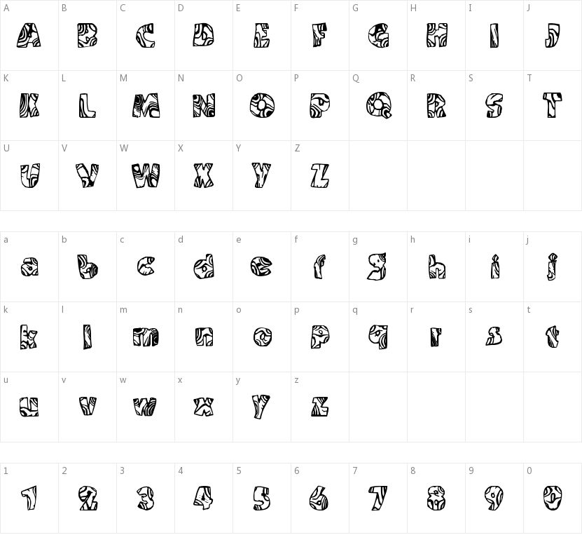 Swirled BRK的字符映射图