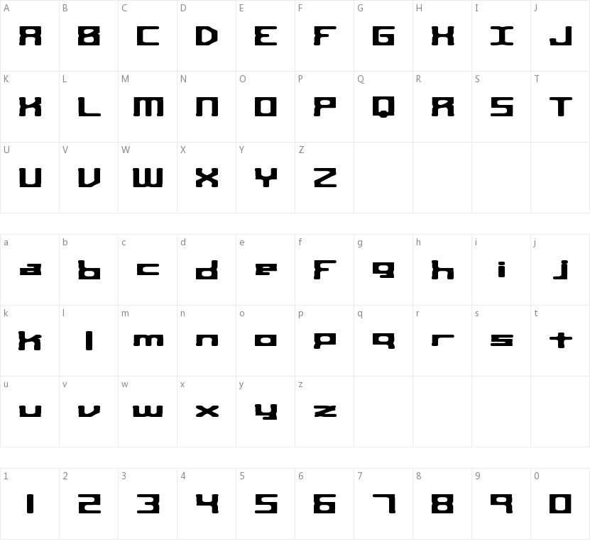 Square Route BRK的字符映射图