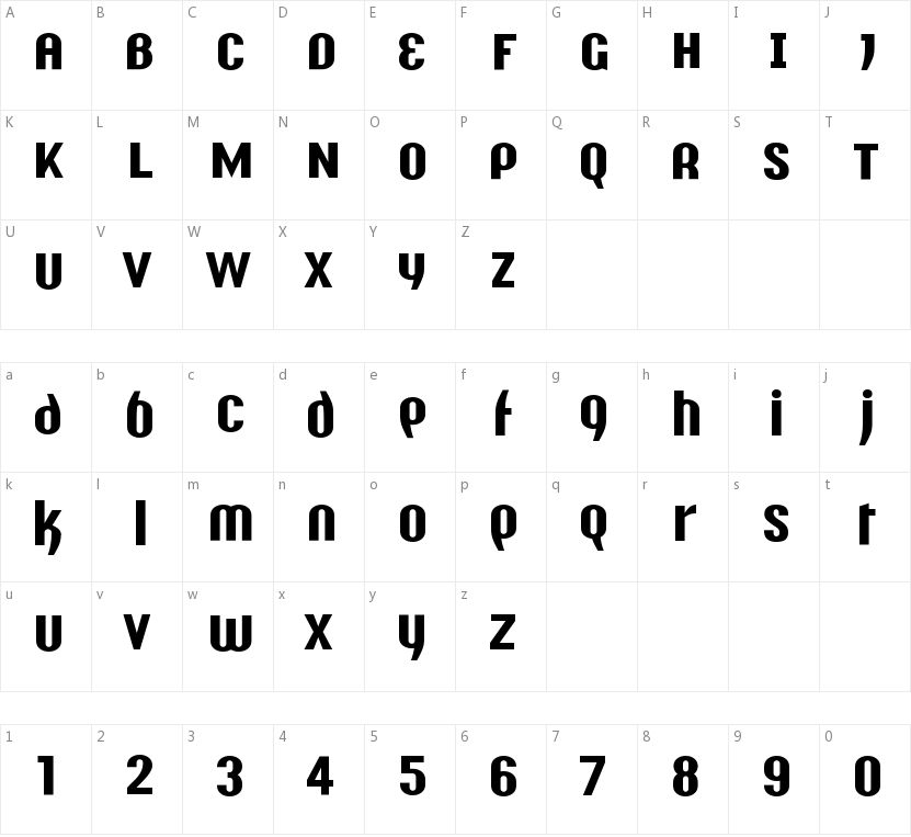 Y2K Analog Legacy的字符映射图