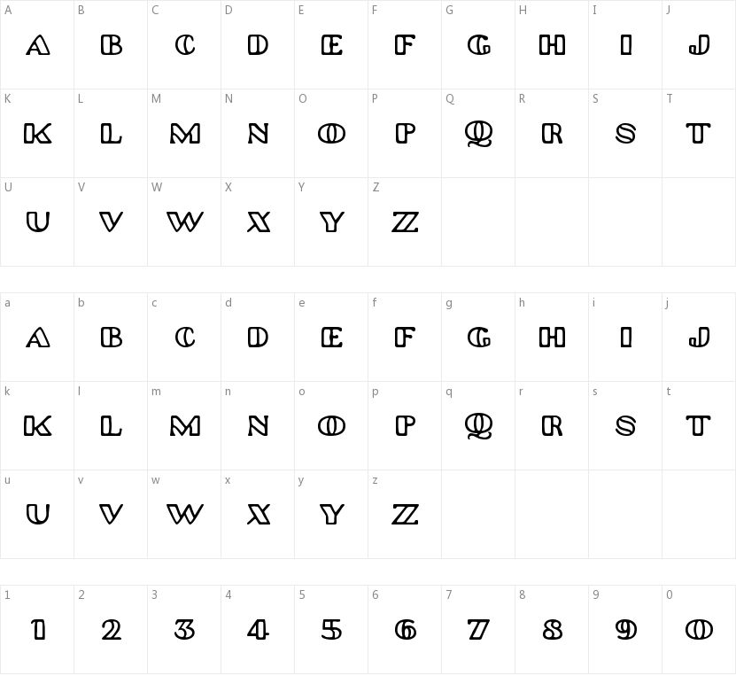 Platinum Hub Caps的字符映射图