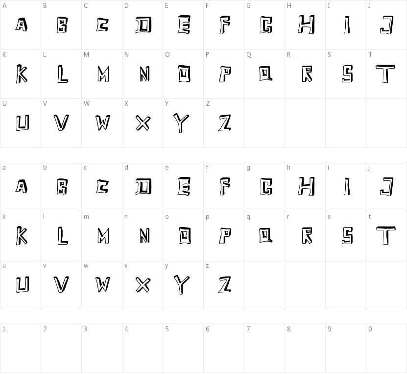 TobyFont的字符映射图