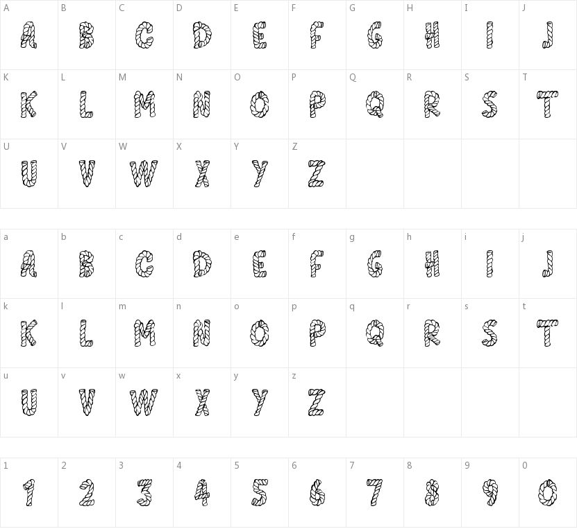 Alpha Rope的字符映射图
