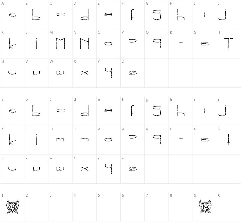 The New Metropolitan的字符映射图