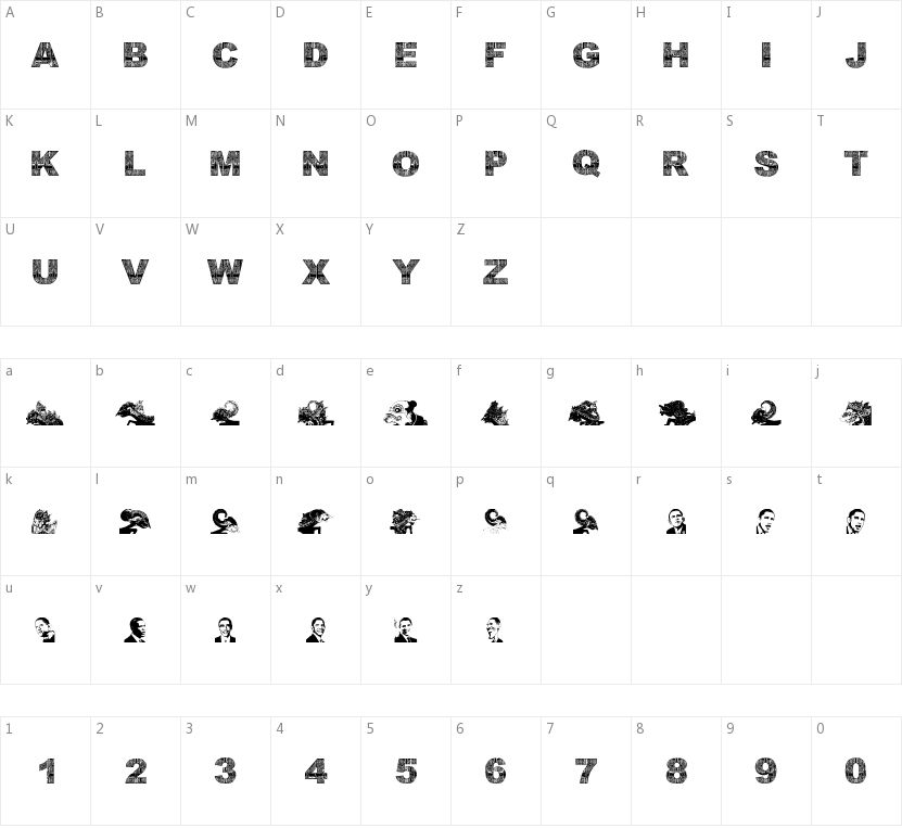 Wayang Obama的字符映射图