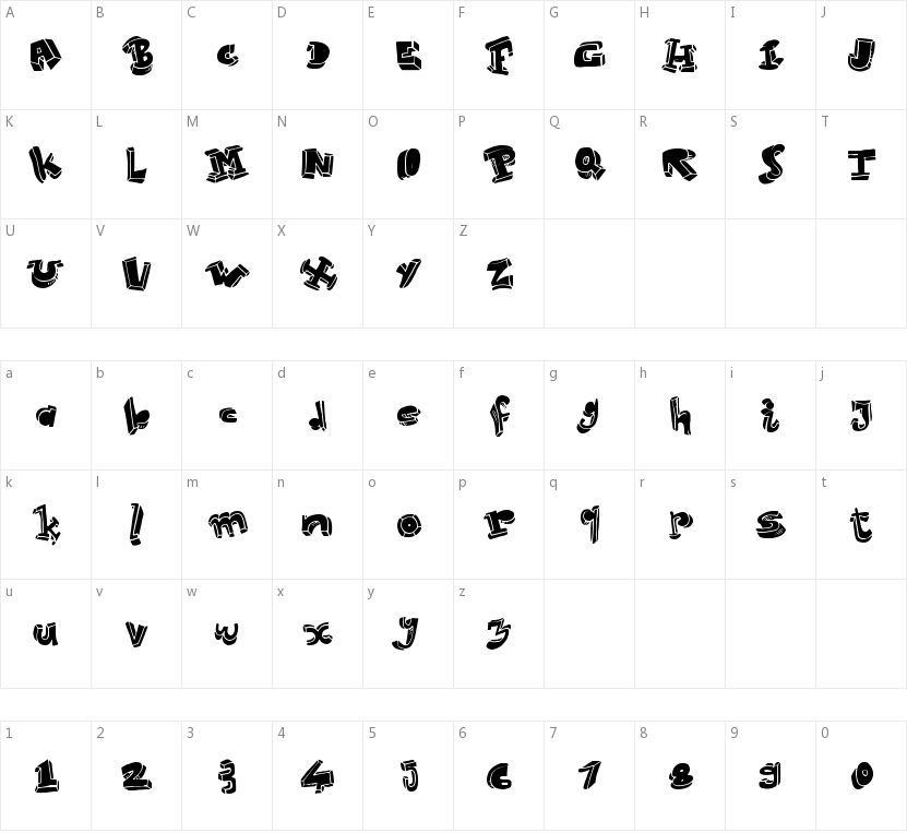 Strokeless的字符映射图