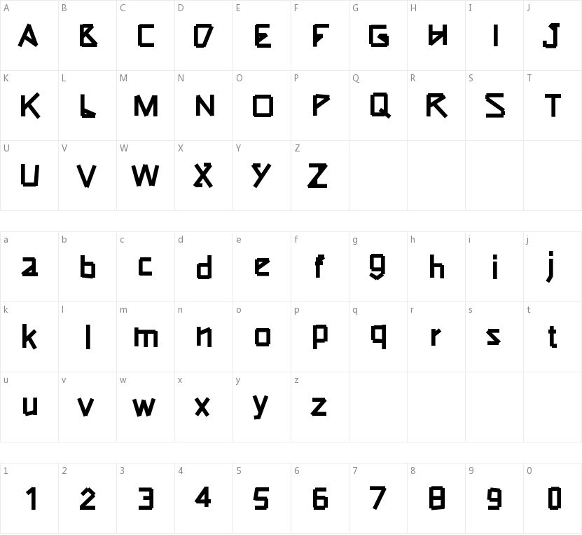 Typeotape的字符映射图