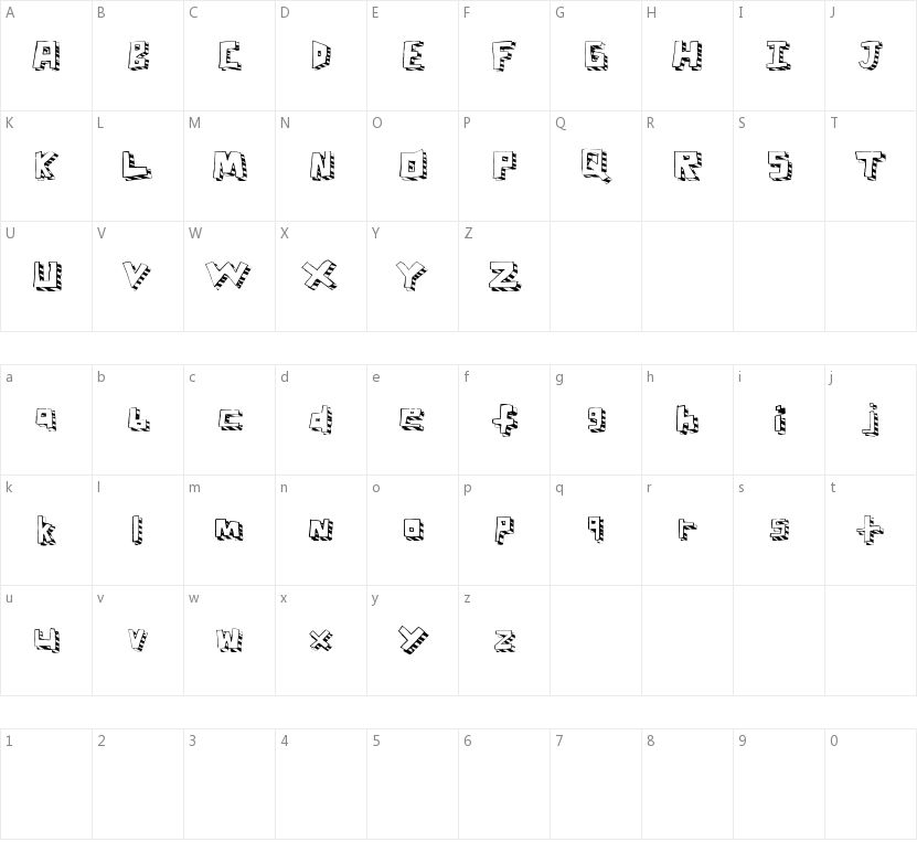 Stripefest的字符映射图