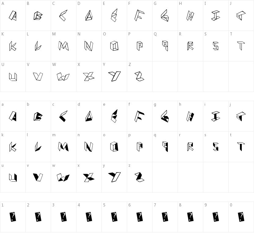 Paper Folder的字符映射图